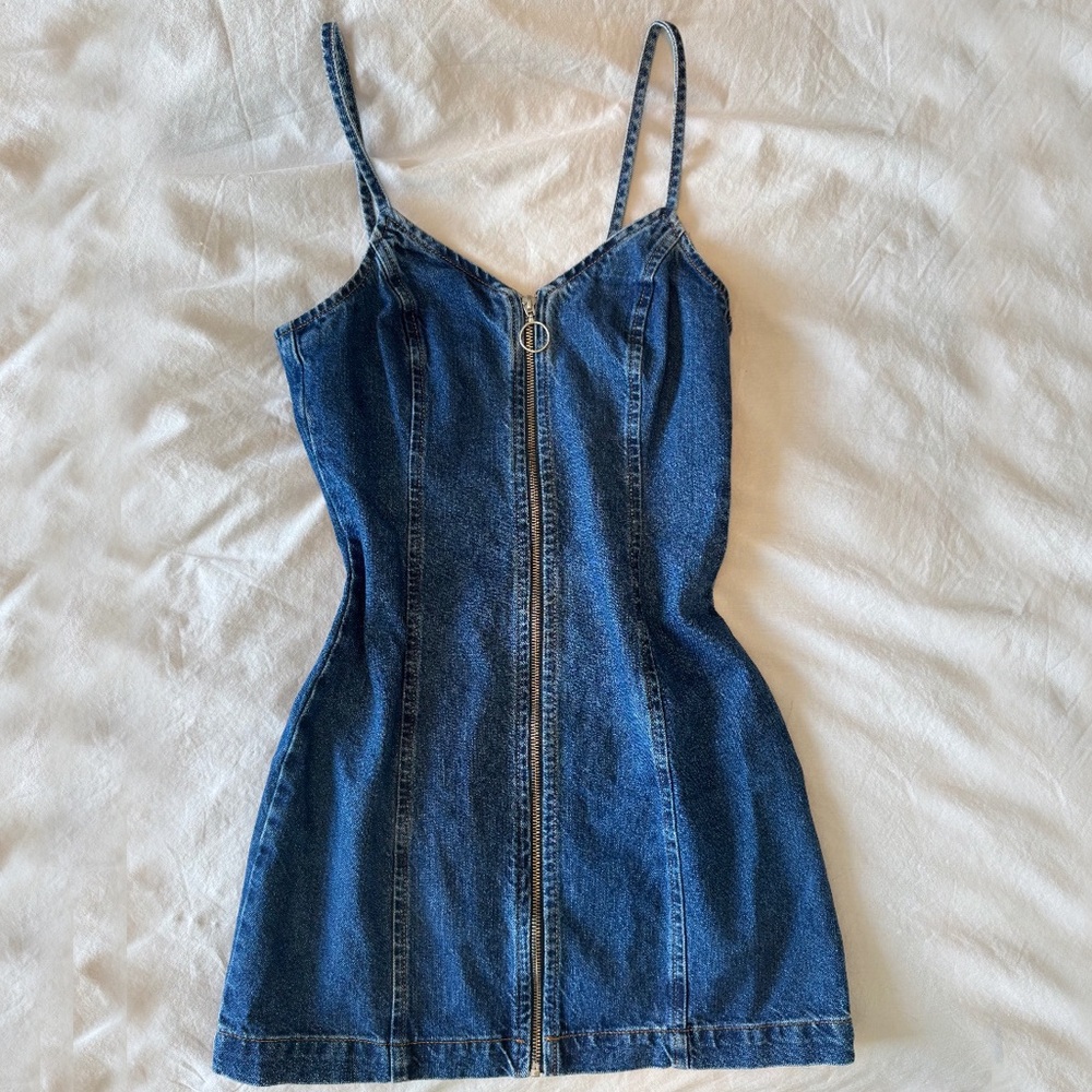 Topshop Moto Denim Zip-Front Dress